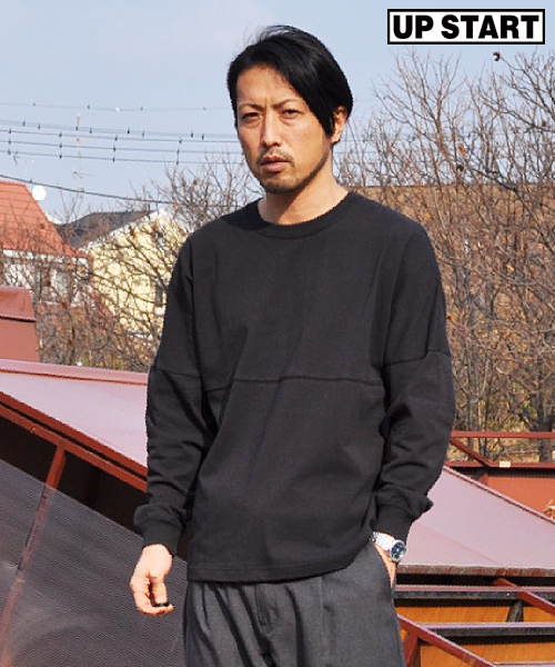 UP START（アップスタート）の「ドロップショルダー切替ビッグシルエット/ルーズシルエットロンTee（Tシャツ/カットソー・メンズ・オフホワイト/ベージュ/ブラック/ネイビー/レッド・MEDIUM/LARGE/X-LARGE）」の2枚目の写真