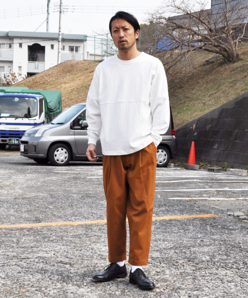 UP START（アップスタート）の「ドロップショルダー切替ビッグシルエット/ルーズシルエットロンTee（Tシャツ/カットソー・メンズ・オフホワイト/ベージュ/ブラック/ネイビー/レッド・MEDIUM/LARGE/X-LARGE）」の12枚目の写真