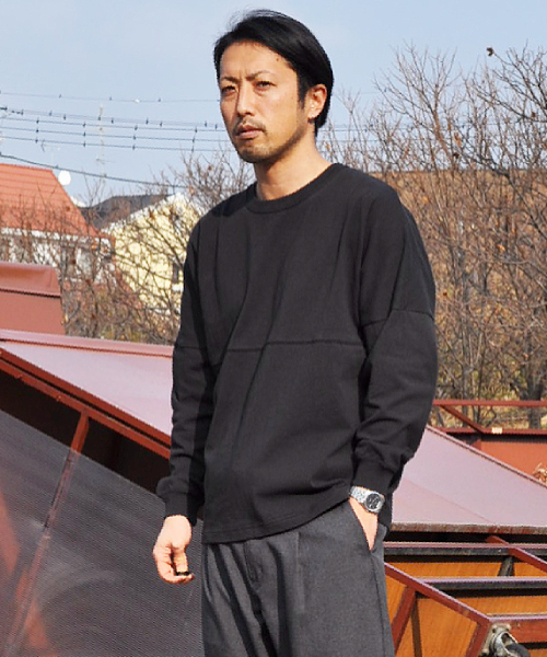 UP START（アップスタート）の「ドロップショルダー切替ビッグシルエット/ルーズシルエットロンTee（Tシャツ/カットソー・メンズ・オフホワイト/ベージュ/ブラック/ネイビー/レッド・MEDIUM/LARGE/X-LARGE）」の18枚目の写真