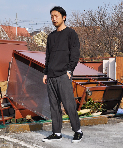 UP START（アップスタート）の「ドロップショルダー切替ビッグシルエット/ルーズシルエットロンTee（Tシャツ/カットソー・メンズ・オフホワイト/ベージュ/ブラック/ネイビー/レッド・MEDIUM/LARGE/X-LARGE）」の20枚目の写真