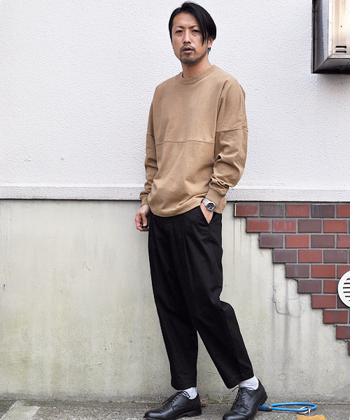 UP START（アップスタート）の「ドロップショルダー切替ビッグシルエット/ルーズシルエットロンTee（Tシャツ/カットソー・メンズ・オフホワイト/ベージュ/ブラック/ネイビー/レッド・MEDIUM/LARGE/X-LARGE）」の6枚目の写真