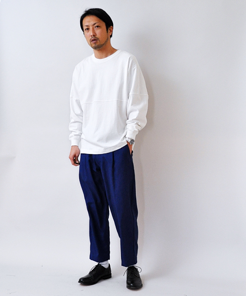 UP START（アップスタート）の「ドロップショルダー切替ビッグシルエット/ルーズシルエットロンTee（Tシャツ/カットソー・メンズ・オフホワイト/ベージュ/ブラック/ネイビー/レッド・MEDIUM/LARGE/X-LARGE）」の10枚目の写真