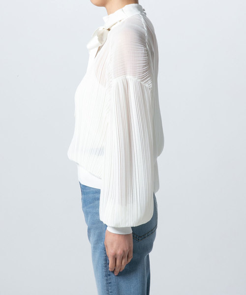 未使用 sov.ダブルスタンダード ポリエステル楊柳プリーツブラウス DOUBLE STANDARD CLOTHING（ダブルスタンダードクロージング）の「Sov
