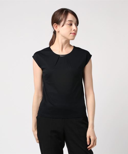 TRUDEA(トルディア)の「【接触冷感シルケット素材】メタルパーツ フレンチスリーブTシャツ(Tシャツ/カットソー・レディース・ベージュ/ブラック/ホワイト/ピンク/カーキ/グリーン・MEDIUM/LARGE)」の11枚目の写真