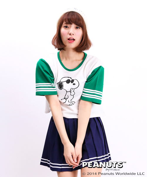 WEGO(ウィゴー)の「WEGO/SNOOPY5分袖スウェット(Tシャツ/カットソー・レディース・グリーン/ネイビー/レッド・FREE)」の2枚目の写真