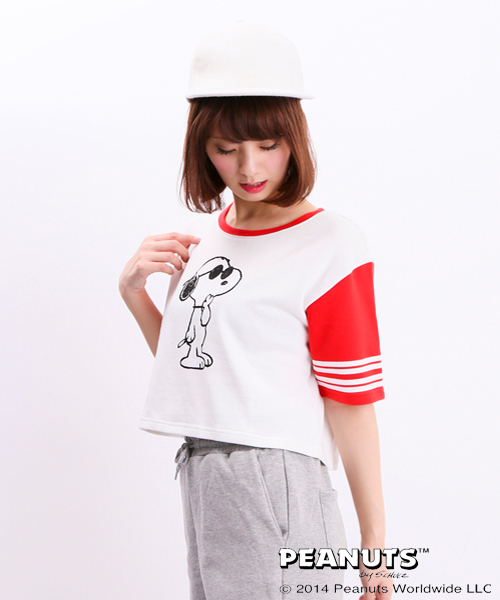 WEGO(ウィゴー)の「WEGO/SNOOPY5分袖スウェット(Tシャツ/カットソー・レディース・グリーン/ネイビー/レッド・FREE)」の4枚目の写真