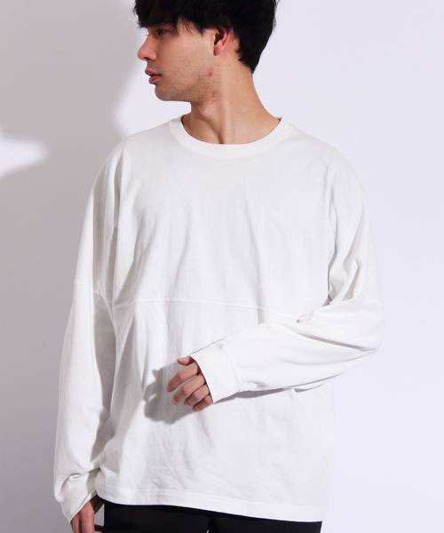 8(eight)(エイト)の「無地 ビッグTシャツ ロングTシャツ(Tシャツ/カットソー・メンズ・ホワイト/ブラック/ベージュ/ネイビー/レッド・MEDIUM/LARGE/X-LARGE)」の2枚目の写真