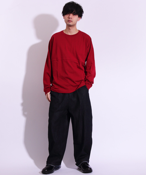 8(eight)(エイト)の「無地 ビッグTシャツ ロングTシャツ(Tシャツ/カットソー・メンズ・ホワイト/ブラック/ベージュ/ネイビー/レッド・MEDIUM/LARGE/X-LARGE)」の7枚目の写真