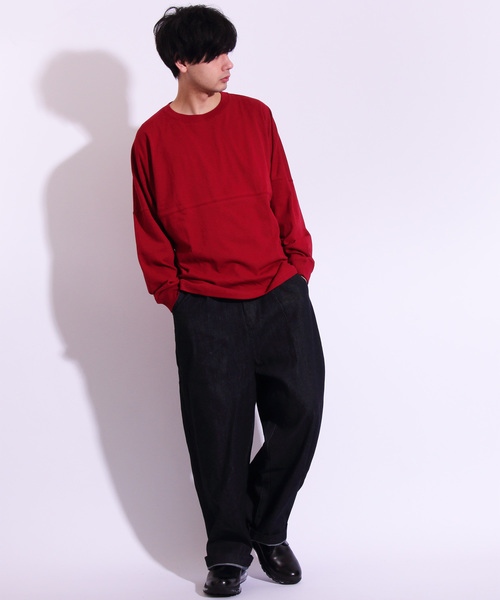 8(eight)(エイト)の「無地 ビッグTシャツ ロングTシャツ(Tシャツ/カットソー・メンズ・ホワイト/ブラック/ベージュ/ネイビー/レッド・MEDIUM/LARGE/X-LARGE)」の17枚目の写真