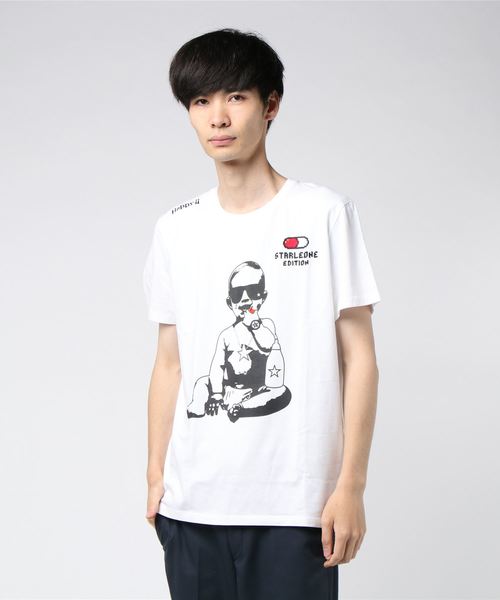 StarLean（スターリアン）の「【StaR★Leone】×【BRICK TOWN】コラボ BABY Tee 「capsule」（Tシャツ/カットソー・メンズ・ブラック/ネイビー/ホワイト・3/4/1/2）」の2枚目の写真