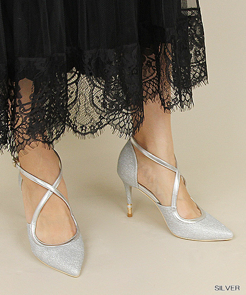 RANDA（ランダ）の「パールヒールセパレートパンプス（パンプス・レディース・ブラック/シルバー/ゴールド・LL/M/L/S）」の2枚目の写真