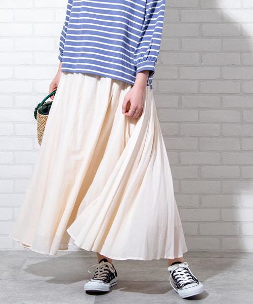 coen（コーエン）の「ソリッドマキシスカート#（スカート・レディース・ライトブルー/ライラック/ブラック/オフホワイト・FREE）」の2枚目の写真