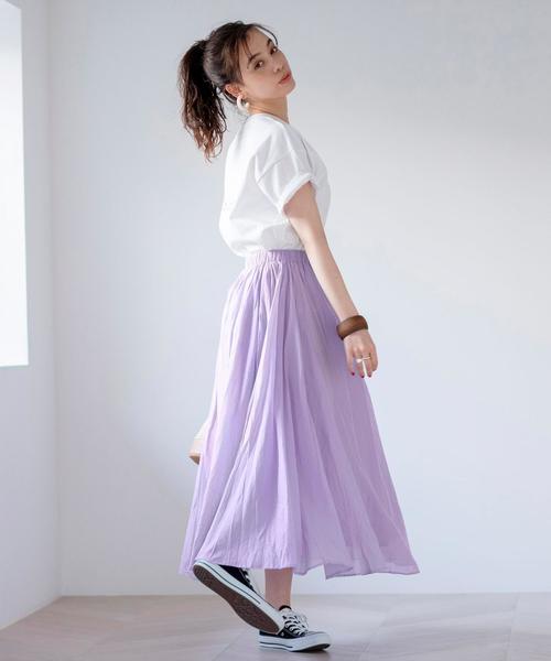 coen（コーエン）の「ソリッドマキシスカート#（スカート・レディース・ライトブルー/ライラック/ブラック/オフホワイト・FREE）」の15枚目の写真