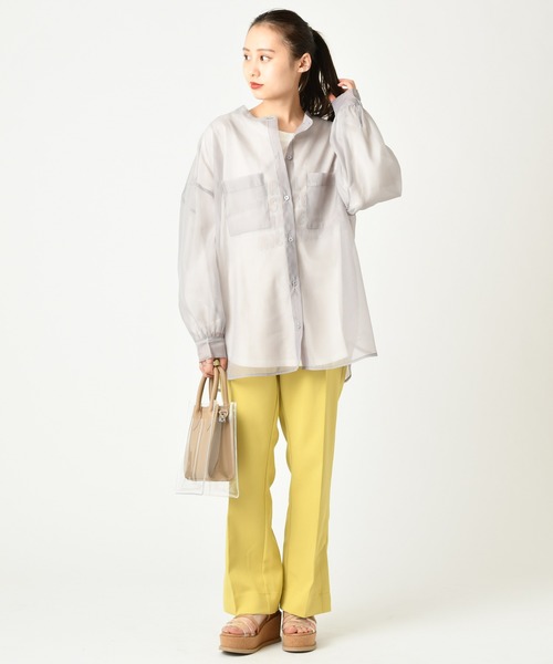 mystic（ミスティック）の「シアースタンドシャツ（シャツ/ブラウス・レディース・ブラック/グレー/オフホワイト・FREE）」の5枚目の写真