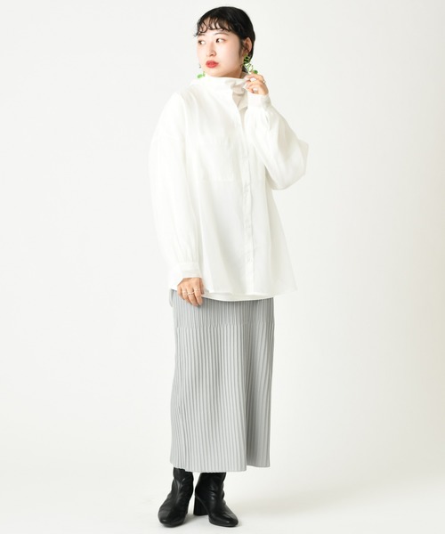 mystic（ミスティック）の「シアースタンドシャツ（シャツ/ブラウス・レディース・ブラック/グレー/オフホワイト・FREE）」の6枚目の写真