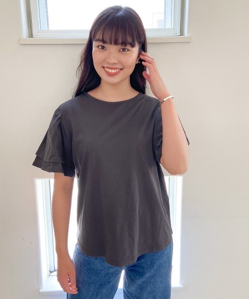 LOWRYS FARM(ローリーズファーム)の「ボリュームフリルSS 886361(Tシャツ/カットソー・レディース・チャコールグレー/アイボリー/ドット・FREE)」の13枚目の写真