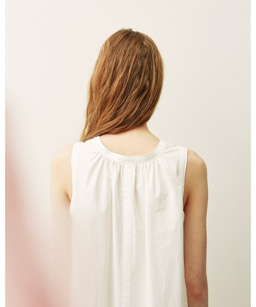 CASA FLINE（カーサフライン）の「ノースリーブサイドプリーツドレス（ワンピース・レディース・ホワイト/ブラウン・FREE）」の6枚目の写真