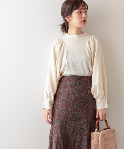 natural couture（ナチュラルクチュール）の「スタンドカラー袖コンシャスブラウス（シャツ/ブラウス・レディース・オフホワイト/ブラック/モカ/ベージュ/ブルー・FREE）」の14枚目の写真