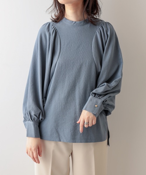 natural couture（ナチュラルクチュール）の「スタンドカラー袖コンシャスブラウス（シャツ/ブラウス・レディース・オフホワイト/ブラック/モカ/ベージュ/ブルー・FREE）」の20枚目の写真