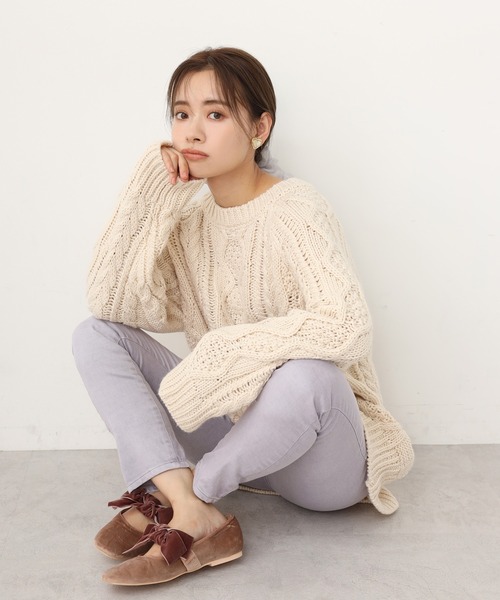 one after another NICE CLAUP（ワンアフターアナザーナイスクラップ）の「リボンバレエシューズ（バレエシューズ・レディース・ブラック/ピンクベージュ・LL/SS/S/M/L）」の6枚目の写真