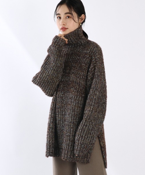 LOWRYS FARM(ローリーズファーム)の「ミックスタートルプルオーバーLS 920239(ニット/セーター・レディース・ダークブラウン/オレンジ・FREE)」の1枚目の写真