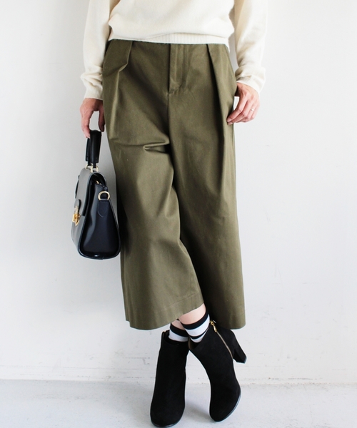 BEAUTY&YOUTH UNITED ARROWS（ビューティーアンドユースユナイテッドアローズ）の「BYBC コットンワイド8分丈パンツ　◆（その他パンツ・レディース・ブラック/オレンジ系その他/オリーブ・MEDIUM/SMALL）」の3枚目の写真