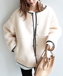 reca | リバーシブルパイピングムートンノーカラーコート(ノーカラーコート)