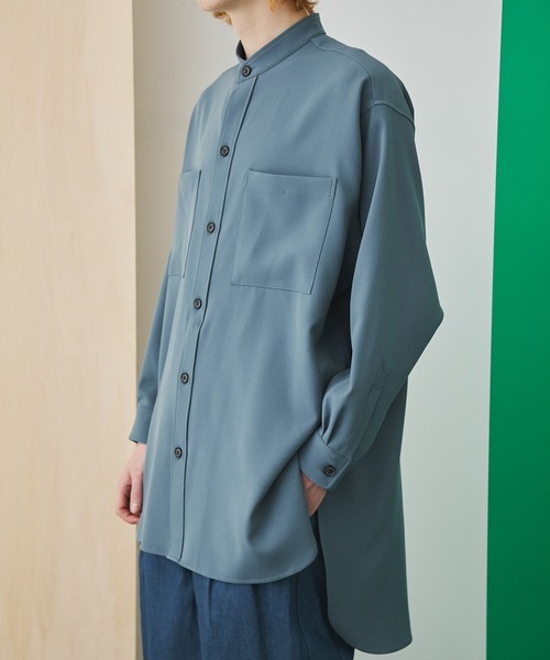 UNITED TOKYO（ユナイテッドトウキョウ）の「ダブルクロスロングシャツ（シャツ/ブラウス・メンズ・ブルー/ブラック/アイボリー・1/2/3）」の9枚目の写真