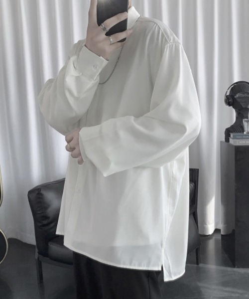 WESTBOY（ウエストボーイ）の「とろみリラックスロングスリーブシャツ V20S2350 【WB ORIGINALS】（シャツ/ブラウス・メンズ・ホワイト/ブラック/グレー・M/L/XL/S）」の6枚目の写真