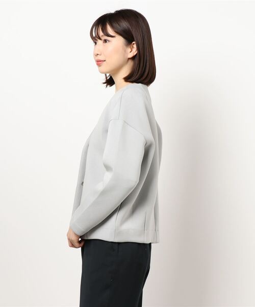 Cheek(チーク)の「ボンディングショートコート(ノーカラーコート・レディース・キャメル/サックスブルー/アイボリー・MEDIUM)」の5枚目の写真