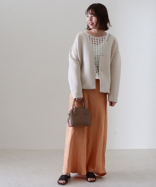 Cheek(チーク)の「ボンディングショートコート(ノーカラーコート・レディース・キャメル/サックスブルー/アイボリー・MEDIUM)」の20枚目の写真
