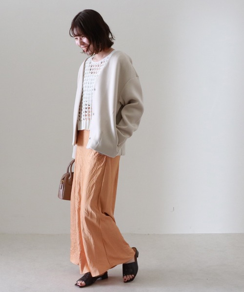 Cheek(チーク)の「ボンディングショートコート(ノーカラーコート・レディース・キャメル/サックスブルー/アイボリー・MEDIUM)」の19枚目の写真