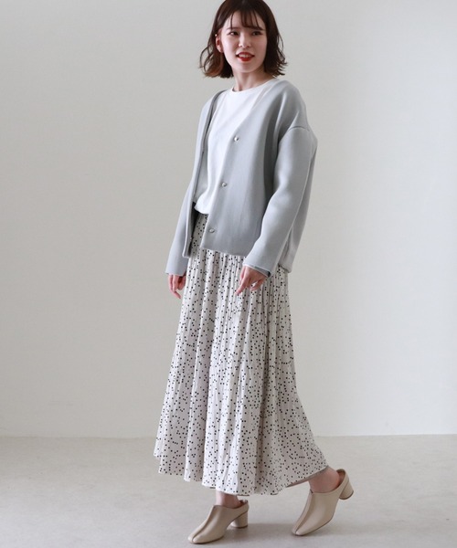 Cheek(チーク)の「ボンディングショートコート(ノーカラーコート・レディース・キャメル/サックスブルー/アイボリー・MEDIUM)」の10枚目の写真