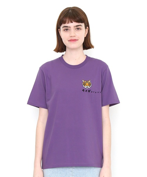 Purple Brand ★ グラフィックディテール コットン Tシャツ セール】フロスト加工プリントTシャツ（Tシャツ/カットソー