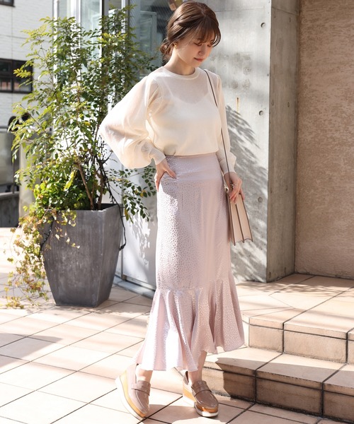 one after another NICE CLAUP(ワンアフターアナザーナイスクラップ)の「レースアップゆらひらスカート(スカート・レディース・アイボリー/ブルーグレー/ピンクベージュ/レオパード・FREE)」の7枚目の写真
