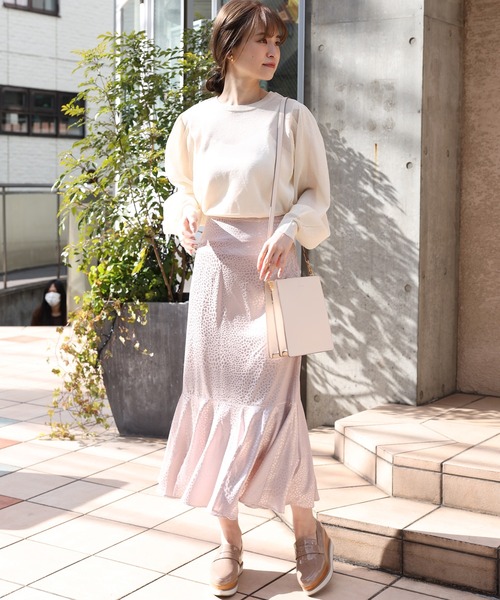 one after another NICE CLAUP(ワンアフターアナザーナイスクラップ)の「レースアップゆらひらスカート(スカート・レディース・アイボリー/ブルーグレー/ピンクベージュ/レオパード・FREE)」の6枚目の写真