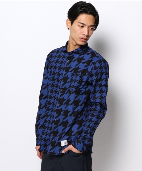 VENCEEXCHANGE（ヴァンスエクスチェンジ）の「Wネームクレイジーチドリシャツ（シャツ/ブラウス・メンズ・ホワイト/ブルー・MEDIUM/LARGE）」の2枚目の写真