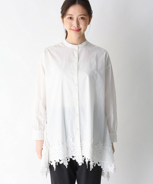 smart pink（スマートピンク）の「◆【手洗い可】裾レースブラウス（シャツ/ブラウス・レディース・オフホワイト/オリーブ・88）」の6枚目の写真