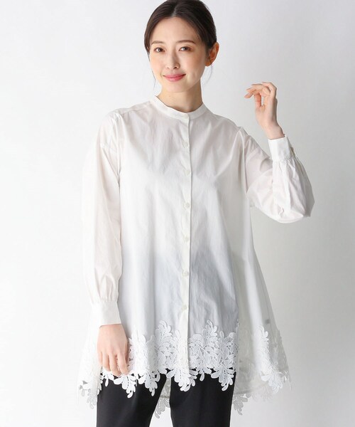 smart pink（スマートピンク）の「◆【手洗い可】裾レースブラウス（シャツ/ブラウス・レディース・オフホワイト/オリーブ・88）」の4枚目の写真