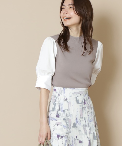 N.(N. Natural Beauty Basic)(エヌエヌナチュラルビューティーベーシック)の「◆総針ハイネックドッキングニット(ニット/セーター・レディース・ブラック/ベージュ/ナチュラル・MEDIUM)」の3枚目の写真