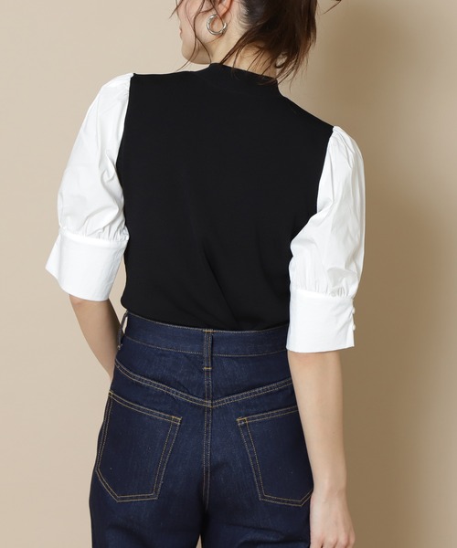 N.(N. Natural Beauty Basic)(エヌエヌナチュラルビューティーベーシック)の「◆総針ハイネックドッキングニット(ニット/セーター・レディース・ブラック/ベージュ/ナチュラル・MEDIUM)」の7枚目の写真