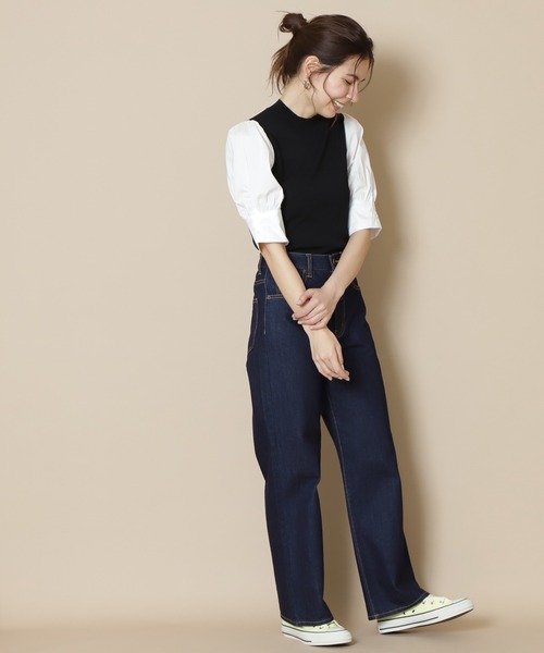 N.(N. Natural Beauty Basic)(エヌエヌナチュラルビューティーベーシック)の「◆総針ハイネックドッキングニット(ニット/セーター・レディース・ブラック/ベージュ/ナチュラル・MEDIUM)」の8枚目の写真