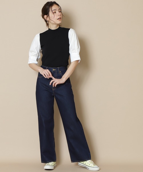 N.(N. Natural Beauty Basic)(エヌエヌナチュラルビューティーベーシック)の「◆総針ハイネックドッキングニット(ニット/セーター・レディース・ブラック/ベージュ/ナチュラル・MEDIUM)」の11枚目の写真