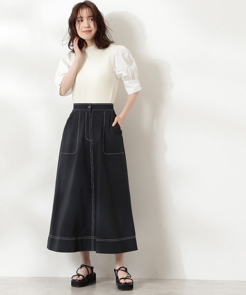 N.(N. Natural Beauty Basic)(エヌエヌナチュラルビューティーベーシック)の「◆総針ハイネックドッキングニット(ニット/セーター・レディース・ブラック/ベージュ/ナチュラル・MEDIUM)」の20枚目の写真