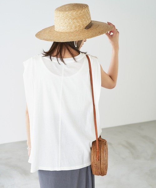 Chaco closet(チャコ クローゼット)の「タックノースリーブ カットソー(Tシャツ/カットソー・レディース・ホワイト/ピンク系その他/ブラウン/グリーン/チャコールグレー・FREE)」の7枚目の写真