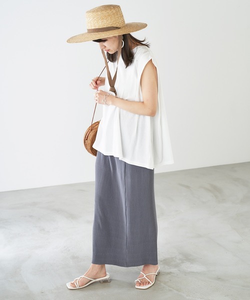 Chaco closet(チャコ クローゼット)の「タックノースリーブ カットソー(Tシャツ/カットソー・レディース・ホワイト/ピンク系その他/ブラウン/グリーン/チャコールグレー・FREE)」の8枚目の写真