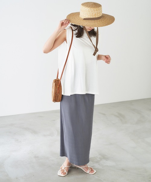 Chaco closet(チャコ クローゼット)の「タックノースリーブ カットソー(Tシャツ/カットソー・レディース・ホワイト/ピンク系その他/ブラウン/グリーン/チャコールグレー・FREE)」の9枚目の写真