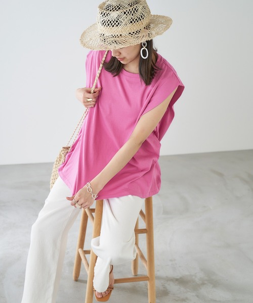 Chaco closet(チャコ クローゼット)の「タックノースリーブ カットソー(Tシャツ/カットソー・レディース・ホワイト/ピンク系その他/ブラウン/グリーン/チャコールグレー・FREE)」の15枚目の写真