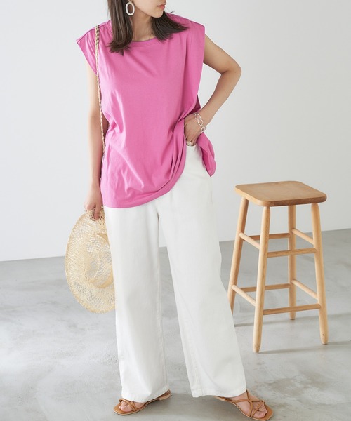 Chaco closet(チャコ クローゼット)の「タックノースリーブ カットソー(Tシャツ/カットソー・レディース・ホワイト/ピンク系その他/ブラウン/グリーン/チャコールグレー・FREE)」の17枚目の写真