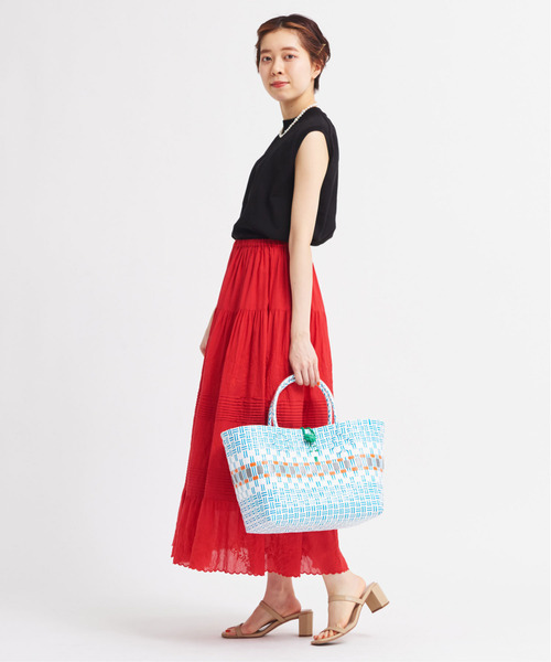 Dot＆Stripes CHILD WOMAN（ドットアンドストライプス　チャイルドウーマン）の「C/Visローン刺繍 ティアードスカート（スカート・レディース・レッド/ホワイト/ブラック・FREE）」の7枚目の写真